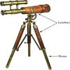 A Vintage Marine Gift Functional Instrument Collectibles Table Decor Leather, Brass Telescope