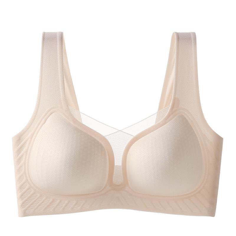 Бесшовный бюстгальтер Женский Мягкая поддержка Перфорированная чашка Нижнее белье Тонкий Собирающий Большой размер Бюстгальтер Полная чашка Сетка Без бретелей