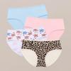 FINETOO 4 шт. Женские хлопковые трусы XS-XXL Сексуальный принт Низкая талия Нижнее белье Женское большого размера Цветочные кружевные трусы Эластичные Мягкие интимные принадлежности