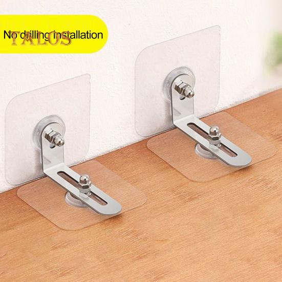 2 шт., устройство против падения мебели, сверление не требуется, L-образный кронштейн, прозрачный бесшовный клейкий настенный кронштейн с защитой от кончиков, комплект для безопасной защиты детей