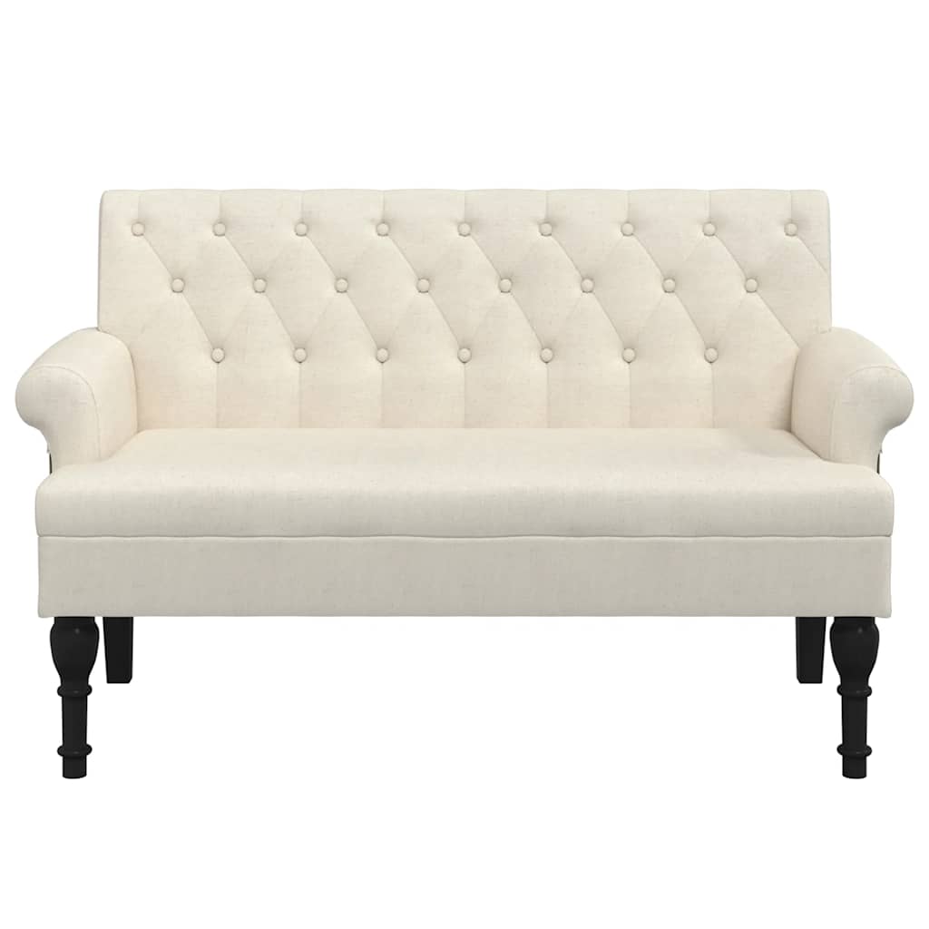 Upholstered Bench with Backrest 120 x 62 x 75.5 cm Linen Fabric