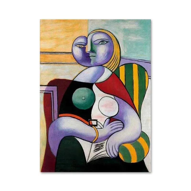 Знаменитая холщовая картина Пикассо Абстрактные граффити Фигура Постеры Принты Настенное искусство Картины для гостиной Украшение дома