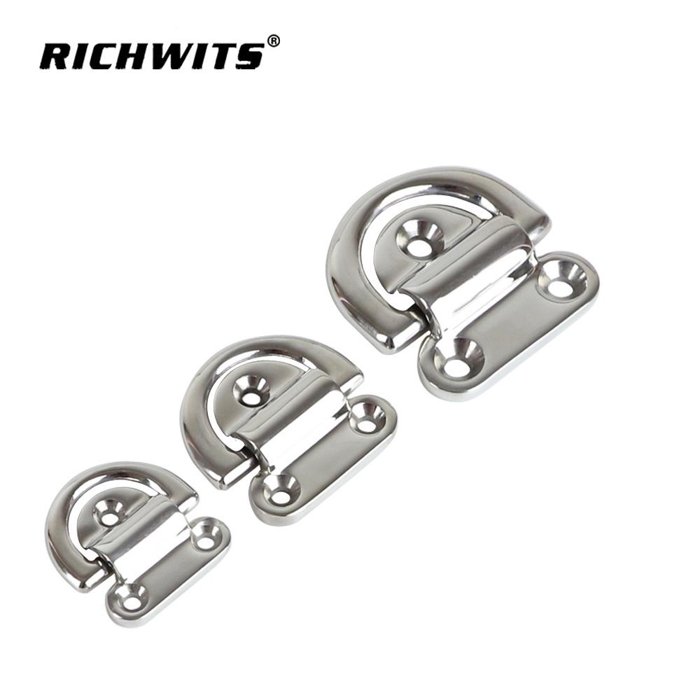 Stainless Steel 316 D-Shaped Mirror Polished Yacht Mooring Ring Deck Fitting