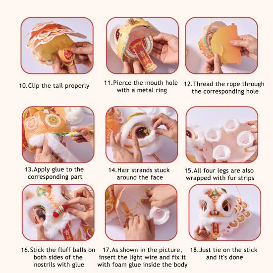 Набор материалов для самодельного фонаря-льва с подвижной головой и конечностями, набор для фонаря танца льва своими руками, светящийся фонарь в китайском стиле на Праздник середины осени