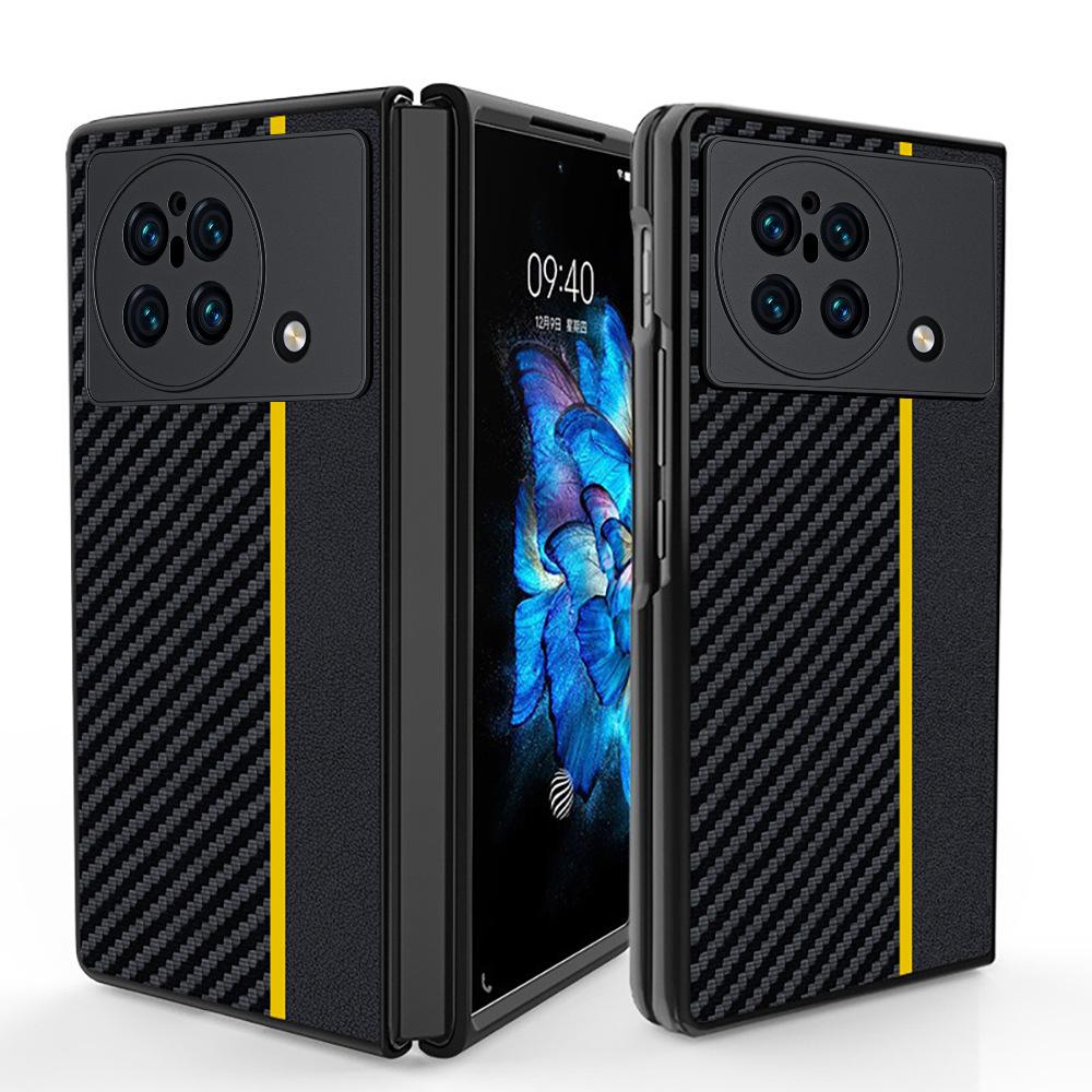 Подходит для чехла мобильного телефона vivoxfold Чехол из кожи с узором из углеродного волокна и кевлара Ультратонкий противоударный чехол XFold