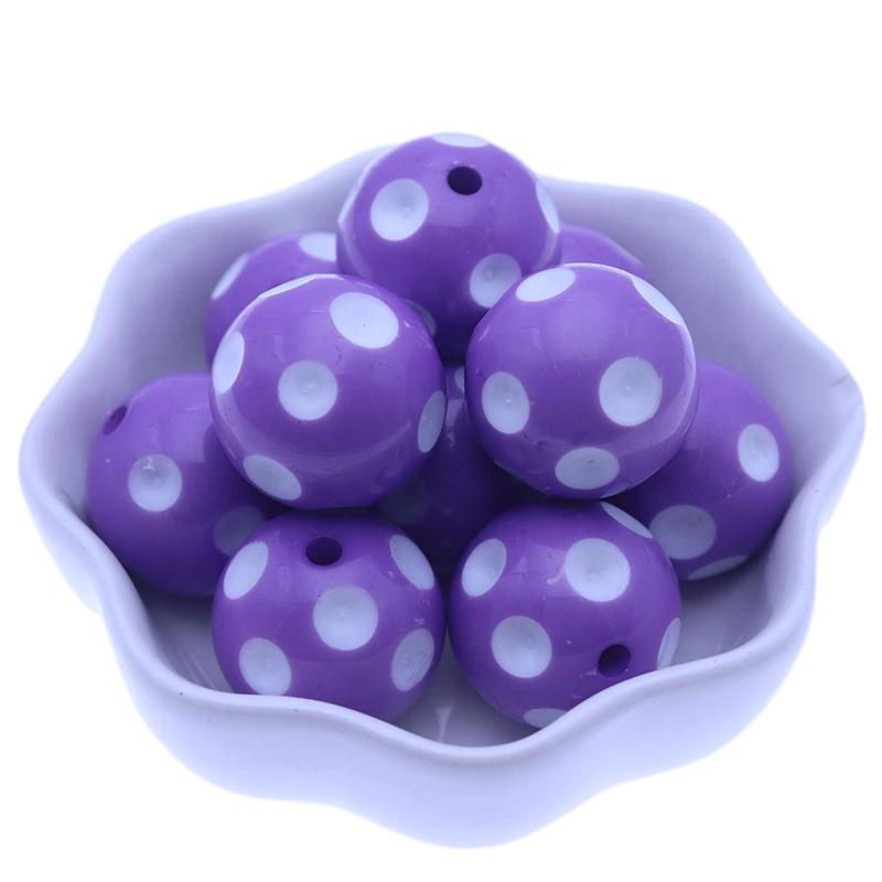 Factory Direct Loose Bulk Green 20MM Fashion Polka Dot Gumball Bubblegum Acrylic Beads for Necklace Jewelry Making