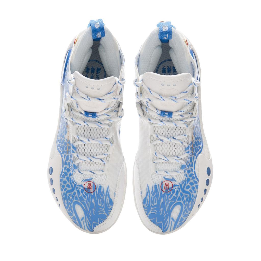 Li Ning Shadow 3 Сине-белый фарфор Амортизация Скользкая подошва Низкие Баскетбольные кроссовки Мужские Белый Синий ABPR049-9
