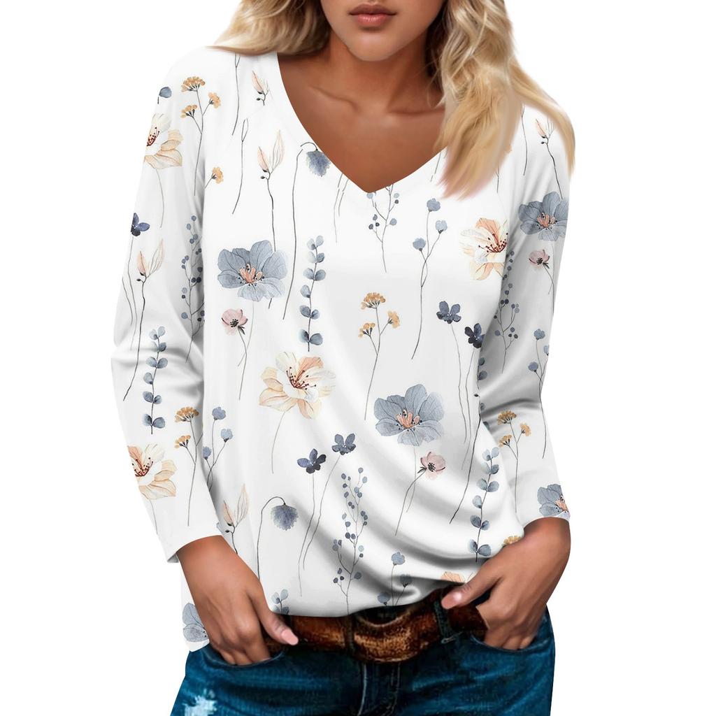 Женский модный повседневный пуловер с длинным рукавом и V-образным вырезом, рукавом реглан и принтом