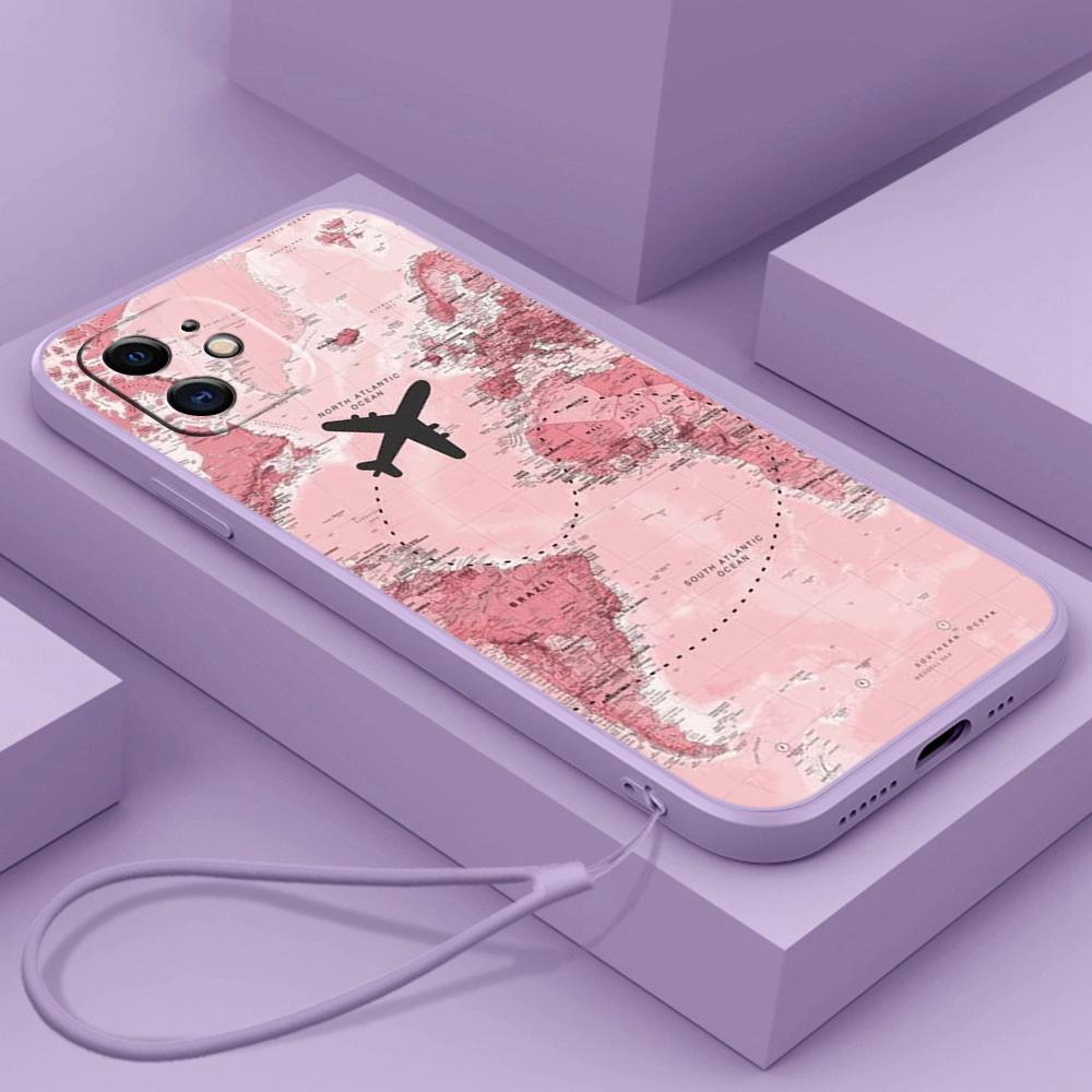 N90 Maps арт-дизайн с ремешком Силиконовые чехлы для телефонов с прямыми краями для Xiaomi Poco X5 F6 Redmi Note 13 Pro 12C Realme C55 Противоударный чехол Huawei