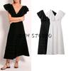 Spring New Women's Clothing French Vacation Style V-neck Ruffled Sleeve Ruffles High Waist A- Line Long Dress