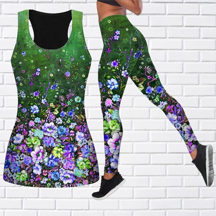 Экипировка для йоги с морем великолепных цветов и принтом для женщин, модные леггинсы для тренировок, спортивные повседневные штаны для фитнеса и йоги