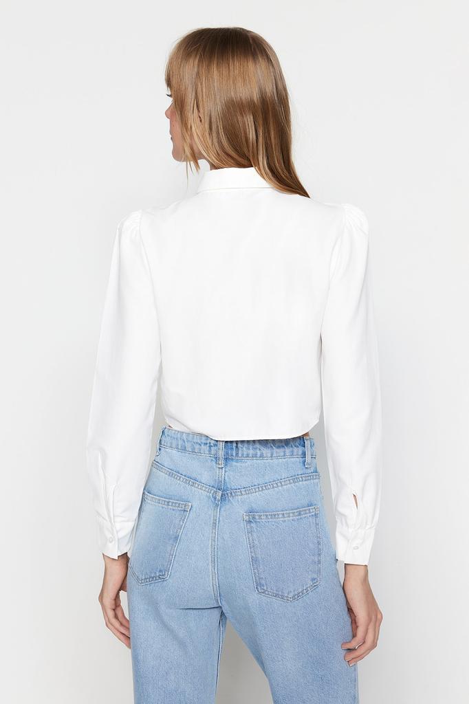 Women's Fashion New Shirt Lilac Crop Woven Shirt