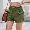Женские модные однотонные повседневные джинсовые шорты с карманами на пуговицах и эластичной талией