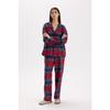 Fall In Love Pajama Set Checked Flannel Long Sleeve Top With Elastic Waist Long Bottom V4015az24wn