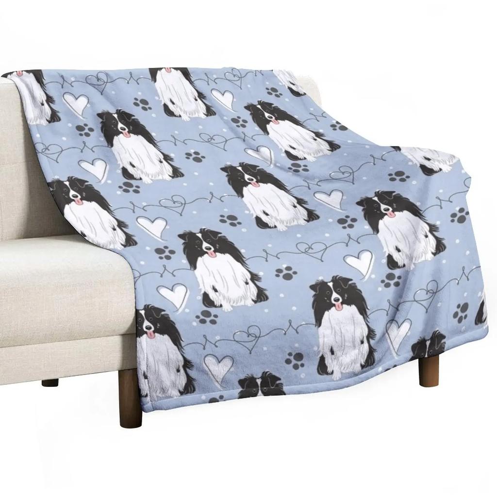 LOVE черно-белое одеяло для собак шелти, шотландская овчарка, покрывала, одеяла, украшения для диванов