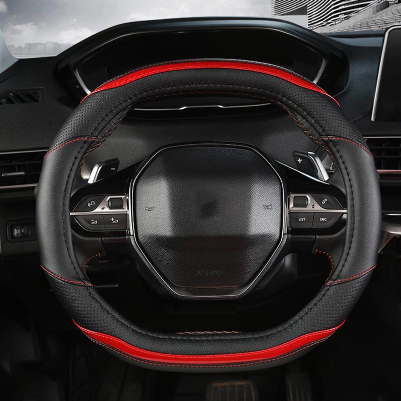 Для Peugeot 3008 4008 5008 чехол на руль автомобиля карбоновое волокно + искусственная кожа аксессуары для салона автомобиля