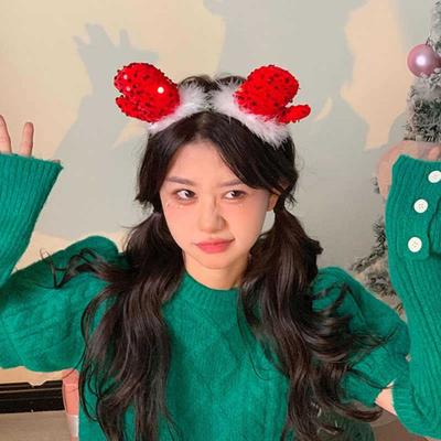 Милые блестящие повязки на голову Merry Christmas Красная фестивальная рождественская шляпа Обруч для волос Наряд Новогодний Рождественский декор Подарки