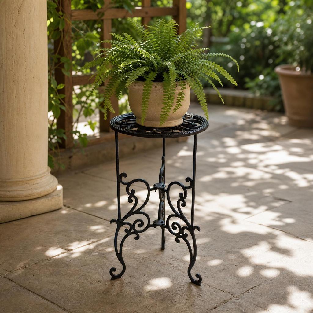 Iron Plant Stand Openwork Design Ornamental Potted Floor-Standing