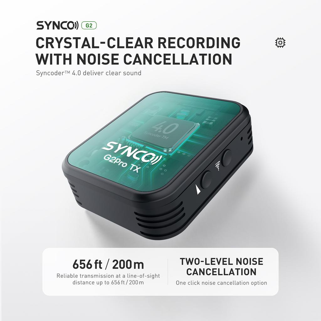 Synco G2A1 Pro Wireless Microphone System with 1 Receiver & 1 Microphones 200M Transmission Range 6