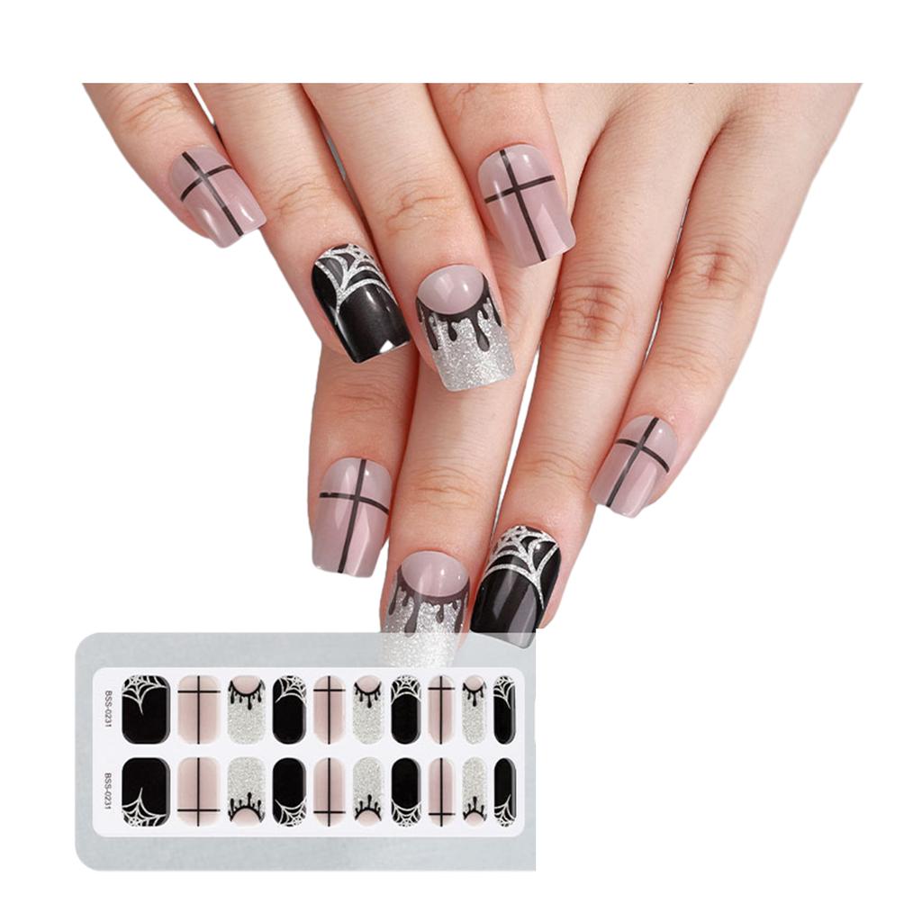 Semi-Cured Gel Nail Strips Fashionable Nails Stickers for Women and Girls Easy To Apply No Professional Skills Required