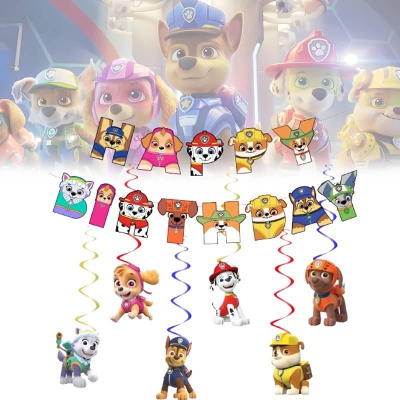Яркий баннер на день рождения в стиле «Щенячий патруль» и набор спиральных украшений для собак