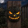 Spooky Pumpkin Lampshade Face Figurine, Wall Mounted Tree Statue, Hanging Resin Hugger for Outdoor Yard, Decor Porch Decoration