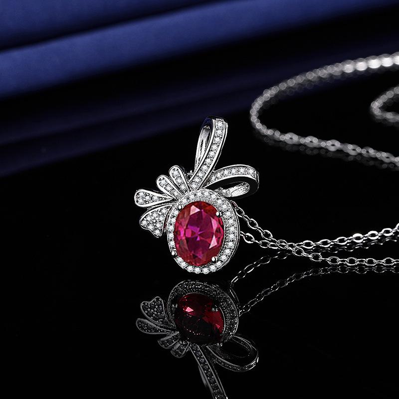 925 Silver Necklace Sparkling Necklace for Woman Men Red Zircom Wedding Engagement Party Fine Jewely Valentine's Day Gift