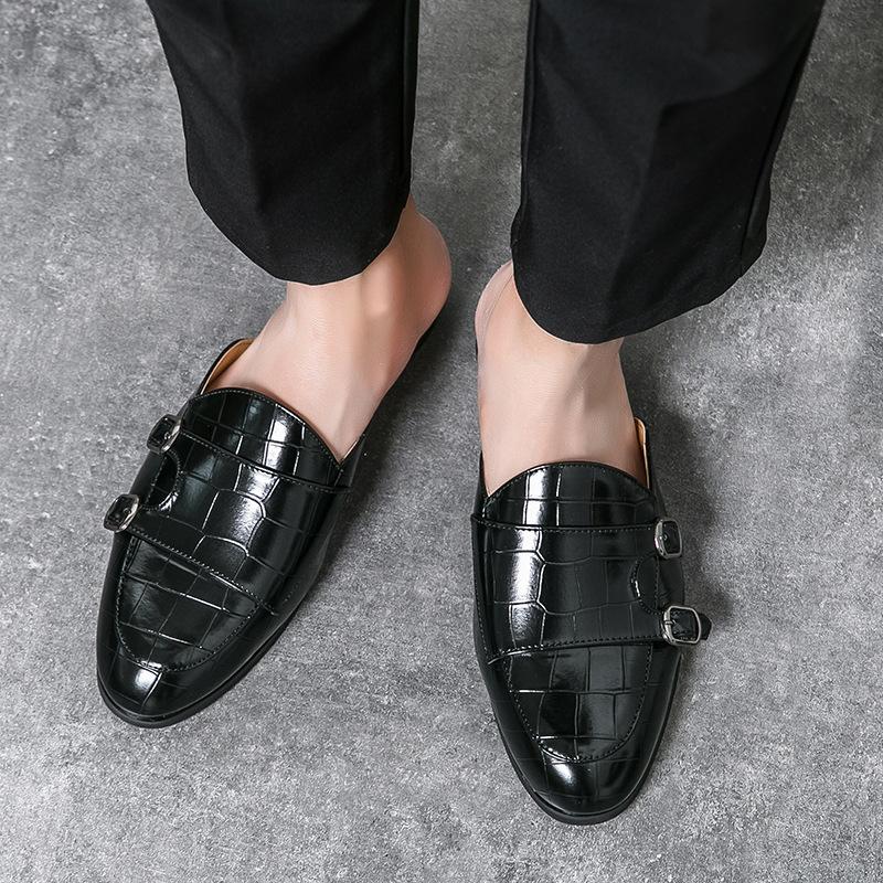 Модные тапочки, роскошные дизайнерские мужские полутапочки, повседневные тапочки, роскошные летние тапочки, кожаные туфли, мужские мюли