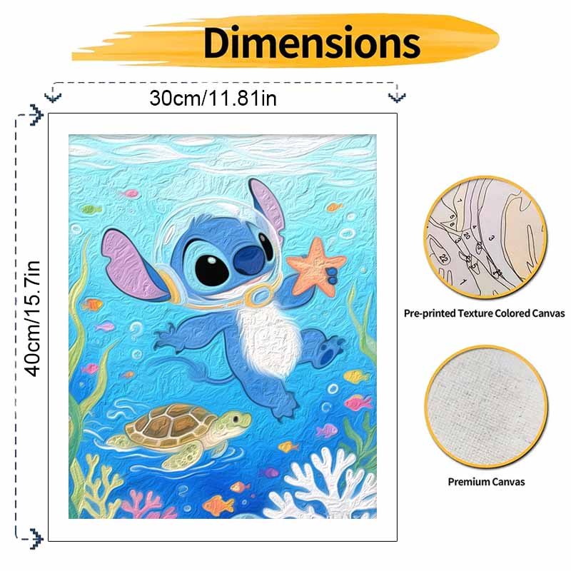 Disney Стич Подводная Морская Черепаха Цифровая Масляная Живопись Художественный Набор Ручная Заливка Домашний Декор