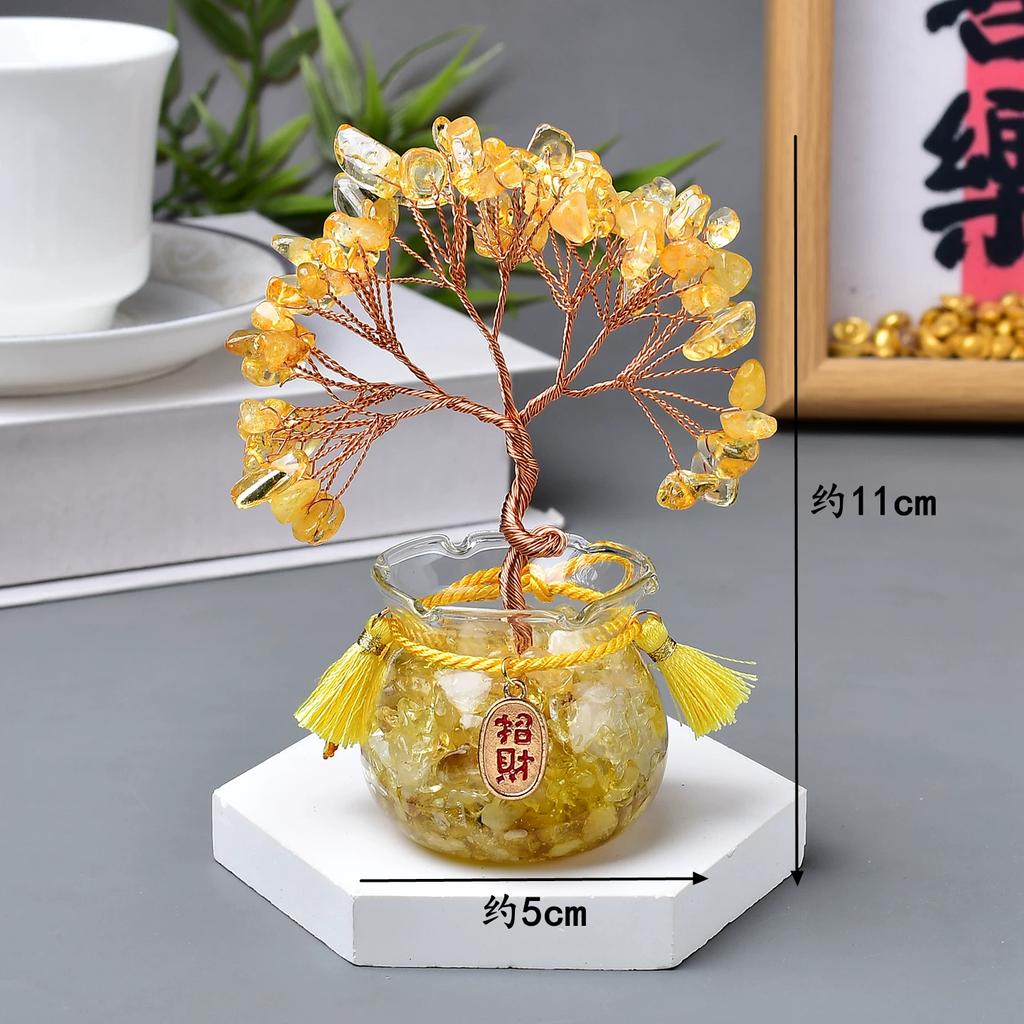 Natural crystal shake money fortune tree fish tank ornament office ornament lucky small ornament creative transshipment gift