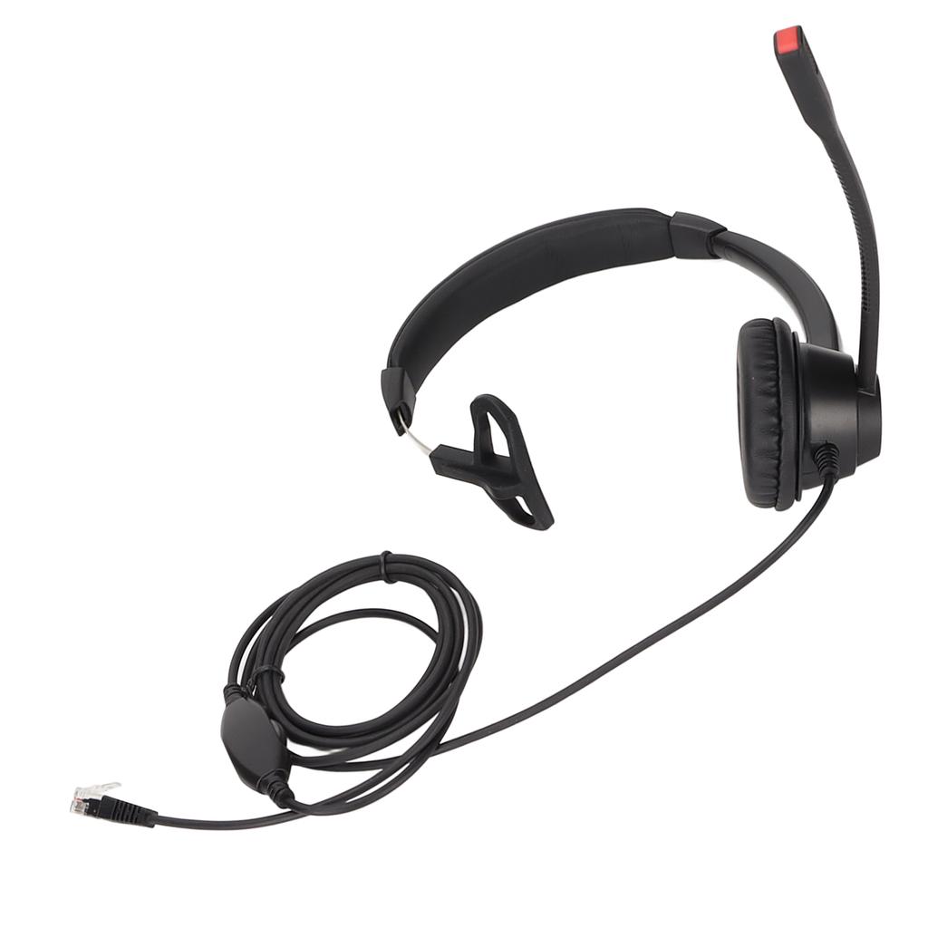 Monaural Customer Service Headset Volume Adjustment Single Sided Ear Headphone with Noise Cancelling Mic