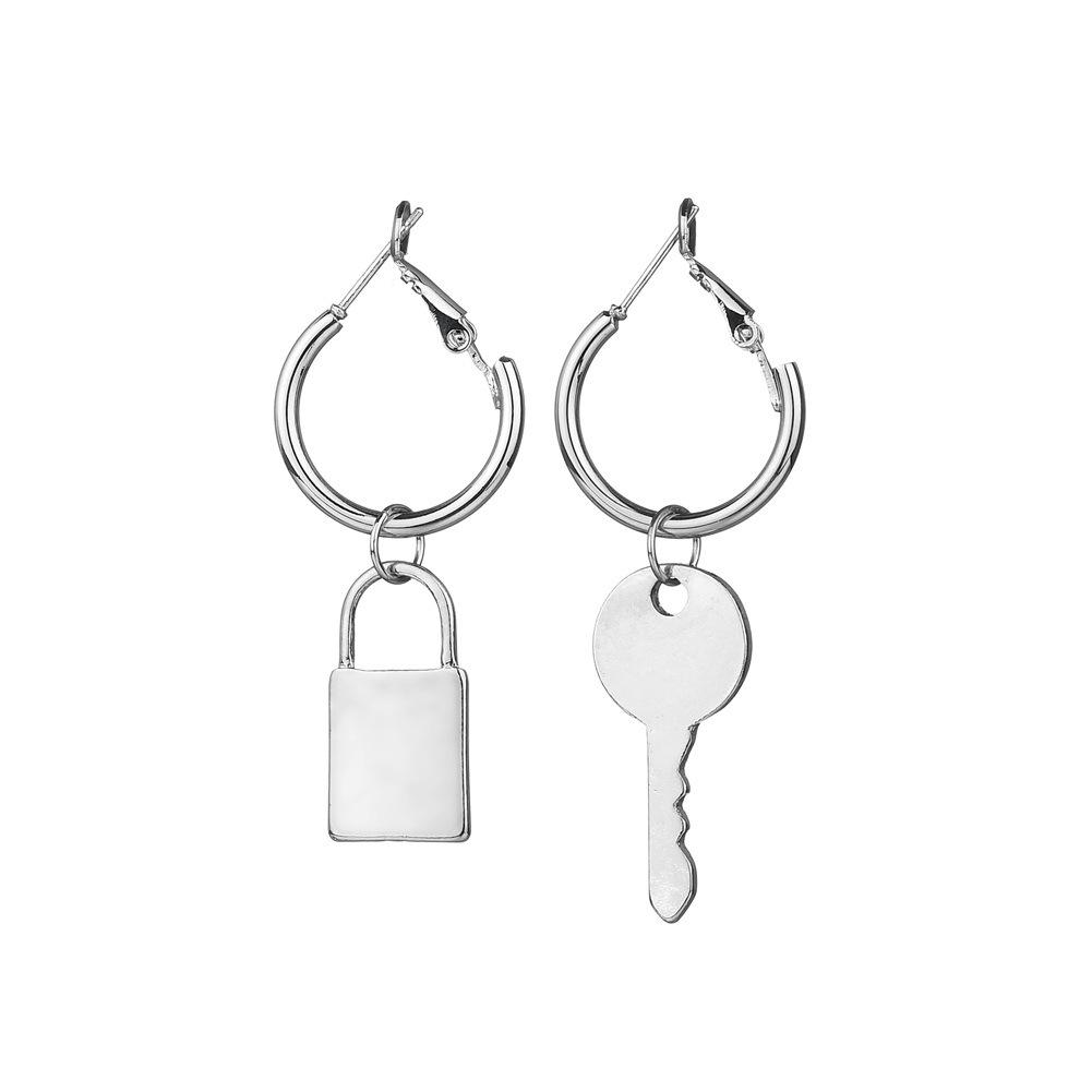 Ассимитричные серьги "ключик-замочек"