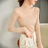 Semi-turtleneck Mesh Splicing Hot Diamond Bottoming Shirt Women's Autumn New Slim-fitting Inner Micro-transparent Silk Wool Knitted Sweater