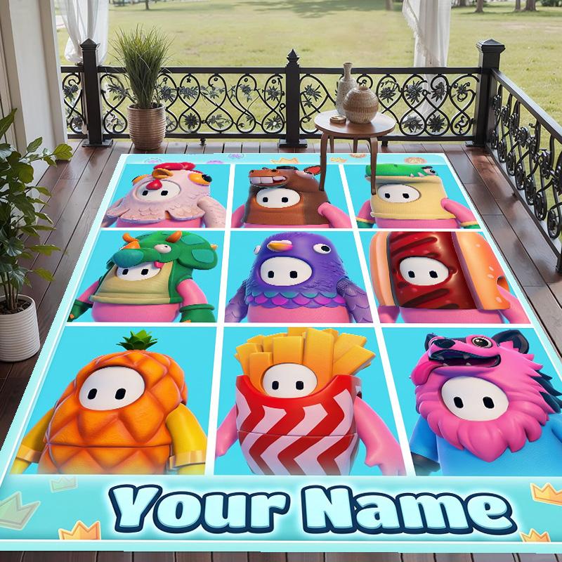 Custom Text Fall Guys Pattern Floor Rug Soft Indoor Carpet Mat Living Room Bedroom