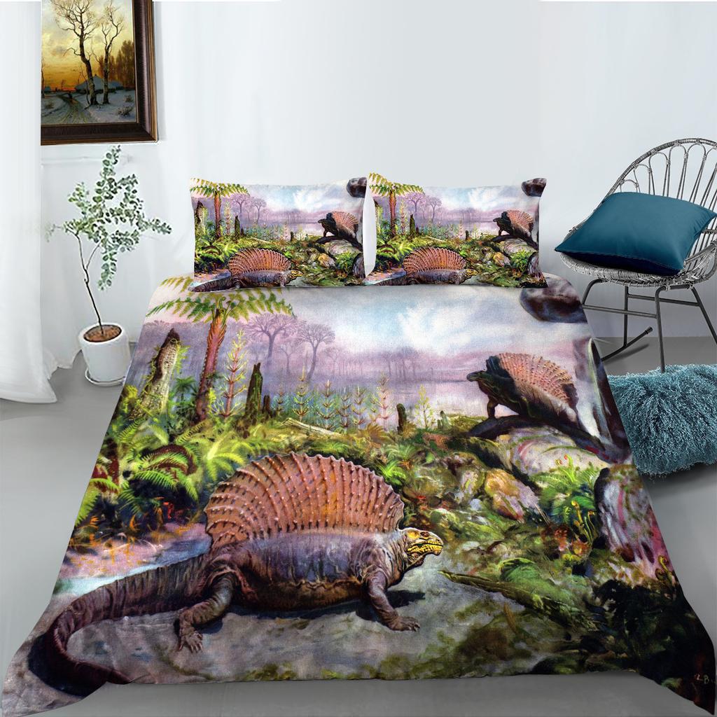 3D комплект постельного белья серии динозавров, оригинальный гигантский пододеяльник с животными, наволочка, 2/3 шт., DE135 * 200, мягкое украшение для дома для детской комнаты