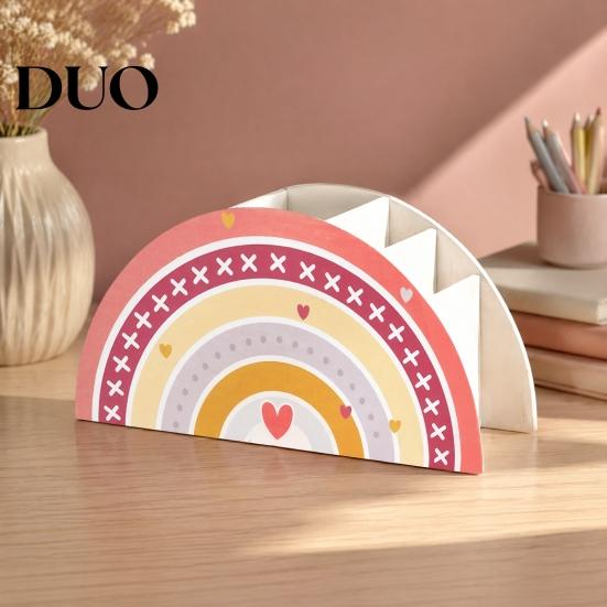 Desktop Storage for Small Items Wooden Rainbow Pencil Holder, Cute Desk Organizer, School Office Art Supply Study Decor Students Kids,