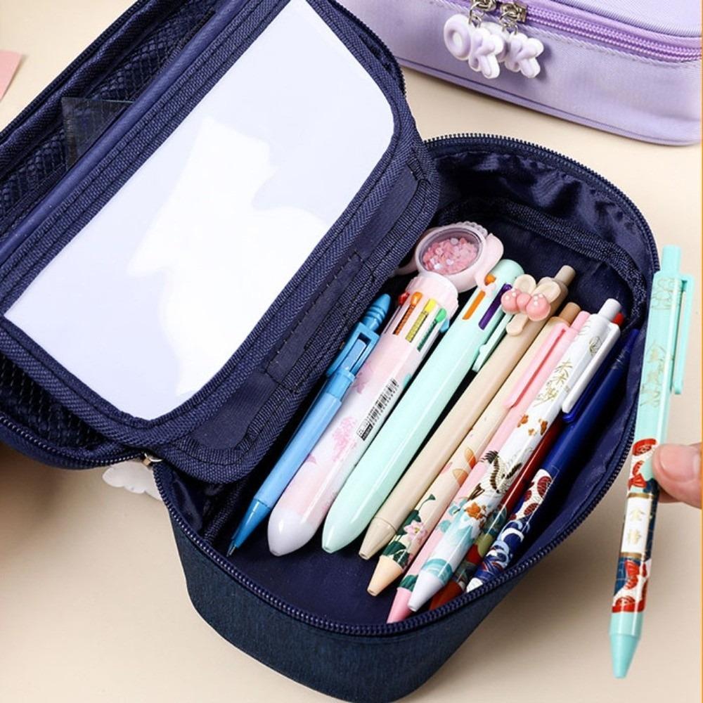 Pen Slot Students Pen Bag Large Capacity Stationery Storage Pouch Simple Pencil Cases  Office