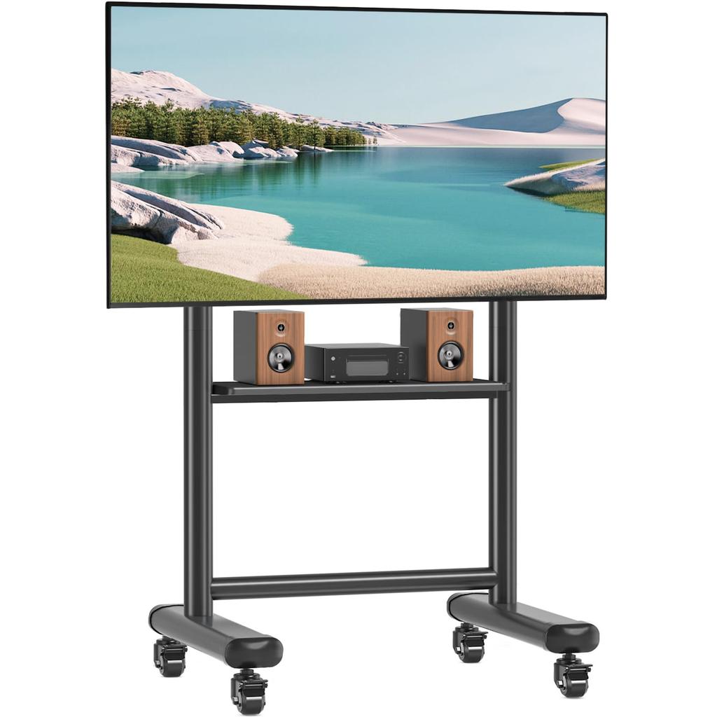 Rfiver TV Stand with Large TV High TV Compatible with Load Capacity 68 TV Stand with Movable Display Black Cord with Shelf for Company Display Use