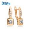 LSOOYH серьги-клипсы цвета розового золота, модные серьги для женщин, квадратные серьги-гвоздики с кубическим цирконием, ювелирные изделия