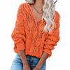Winter Autumn V Pullovers Neck Sweaters Hollow Out Plus Size 4 Wool Colors Female Loose Knitted Jumper