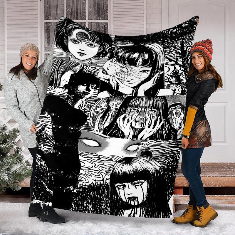 Thriller Manga Junji Ito Tomie1 printed throw blanket—lightweight,soft,warm;versatile blanket for all seasons—perfect as &air-conditioning throw,nap b