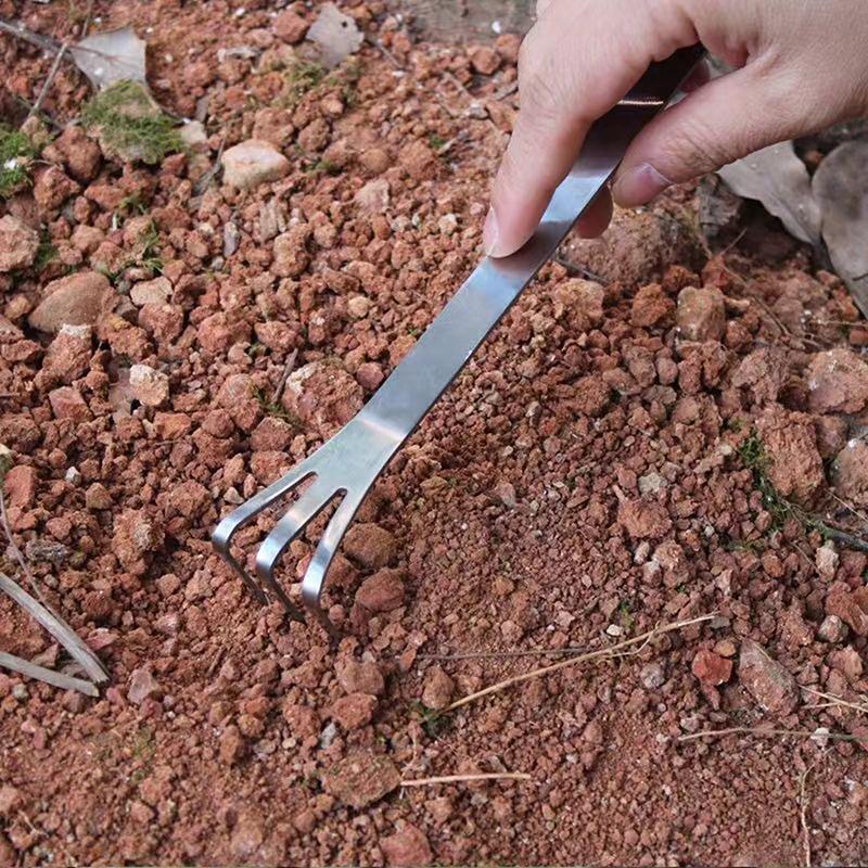 1 шт. грабли из нержавеющей стали для корней бонсай, горшечные растения, 3-зубчатый инструмент для рыхления почвы, ручные нержавеющие грабли, инструмент для домашнего садоводства