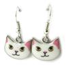 [N4665] - White Pink 'Cats' Earrings