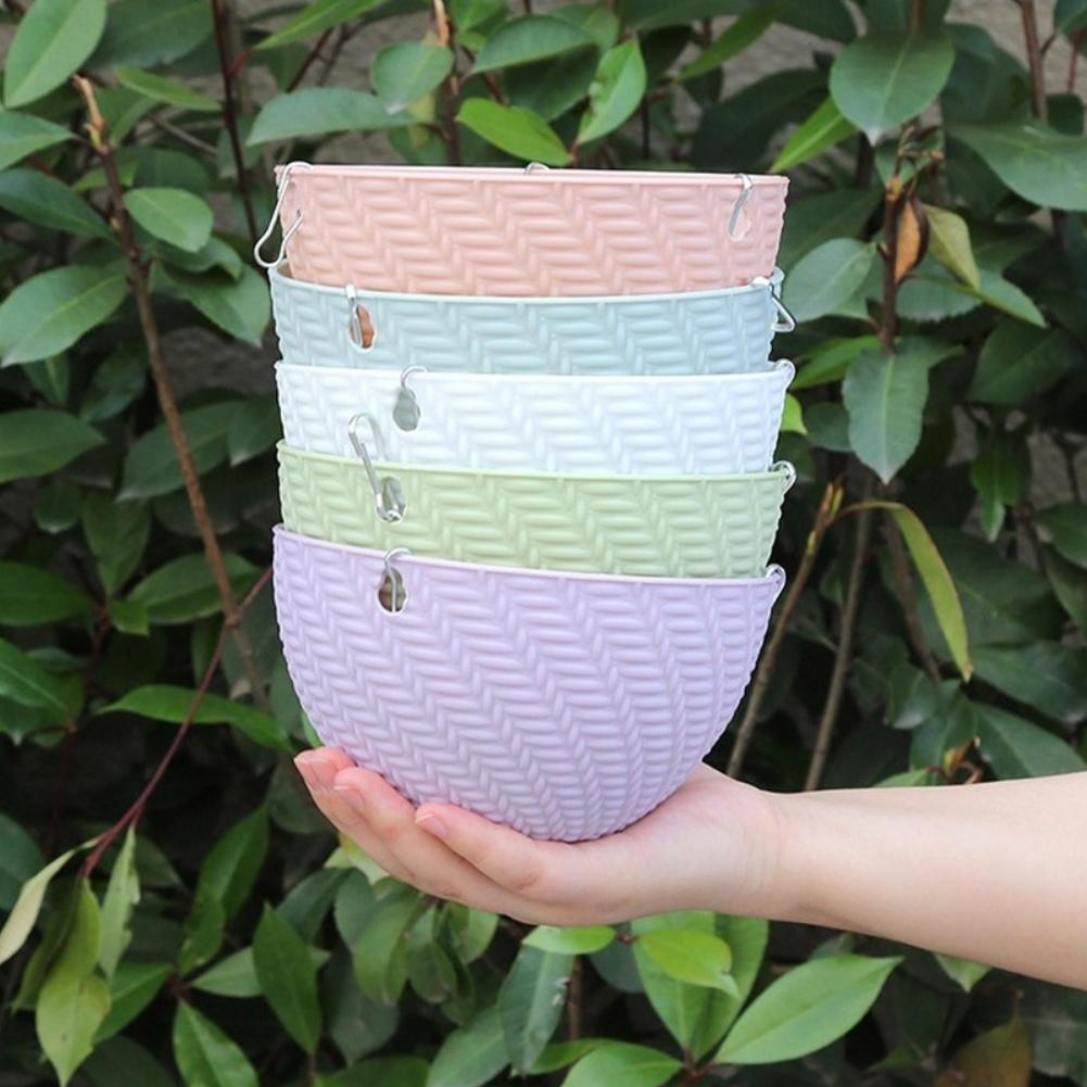 Plastic Hanging Basket with Drainage Holes and Rustproof Triple Chain for Indoor Outdoor Plants White Blue Pink Green Purple
