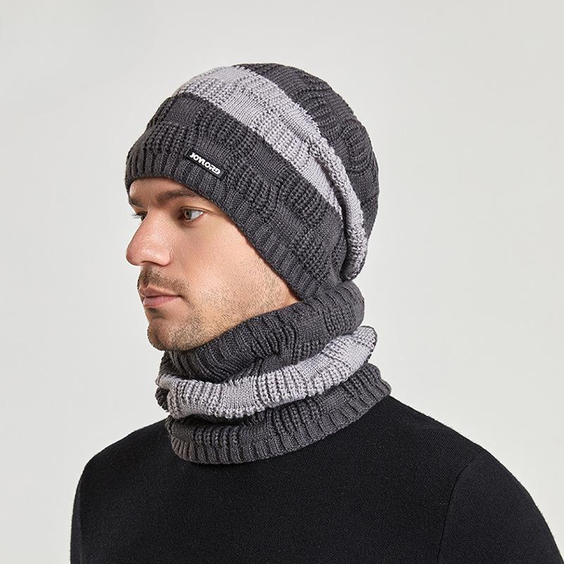 Вязаный пуловер, шапка, шарф, комплект из двух предметов, зимняя теплая защита ушей, один и тот же стиль для мужчин и женщин, шерстяная шапка