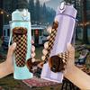 1PC Plaid Mug Cup Home Decor Print 750ml Color Plastic Sports Water Bottle Leakproof Flip Straw Lid Suitable for Sports Office Home Use