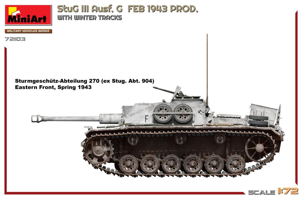 Miniart German StuG III Type G Manufactured In February 1943 Track Plastic Model MA72103 1/72 w/Winter