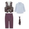 Подростковые Мальчики Винтажный Цветочный Жилет Костюм Горошек Рубашка Принт Галстук Брюки Дети Свадьба Цветочный Мальчик День Рождения Джентльмен Повседневный Формальный Комплект