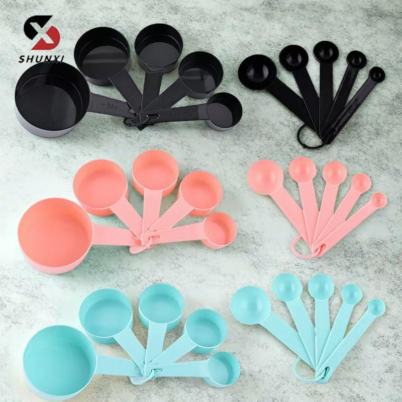 10-Piece Plastic Baking Tools: DIY Cake Measuring Spoon Set with Scale for Milk Powder