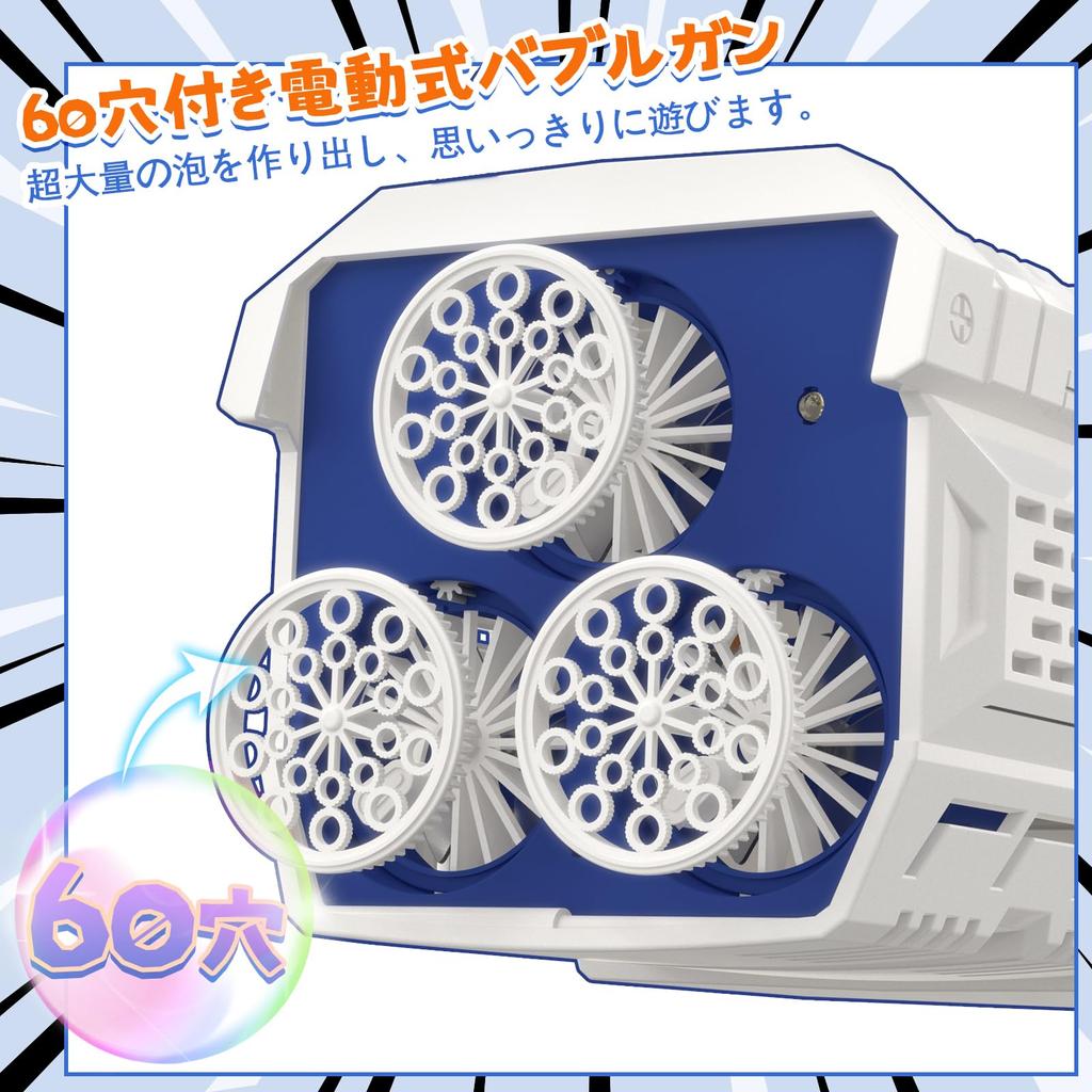 Электрический пистолет для пускания пузырей Skirfy с 60-томным светодиодом, 2 USB, в форме базуки для детей, отлично подходит для улицы и станет отличным подарком для девочек и мальчиков, 2-в-1 отверстия,